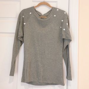 Reiss Gray Rhinestone Dolman Shirt